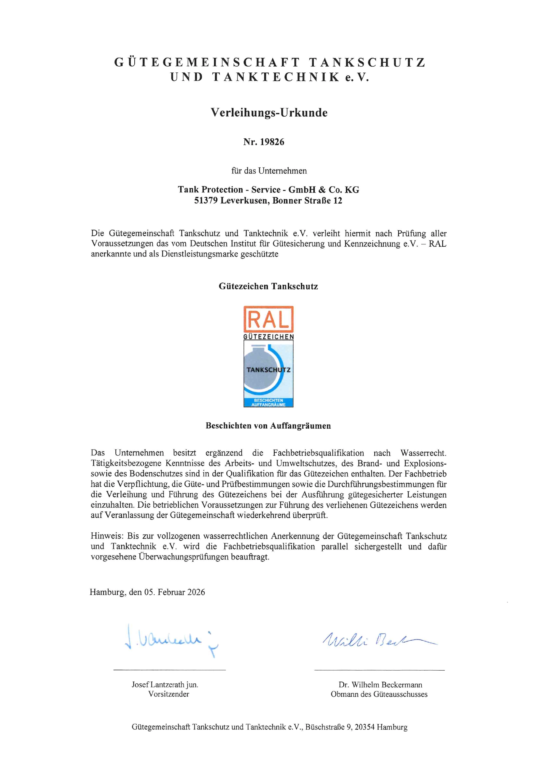 Tps tank protection shield gz urkunde beschichten 2026